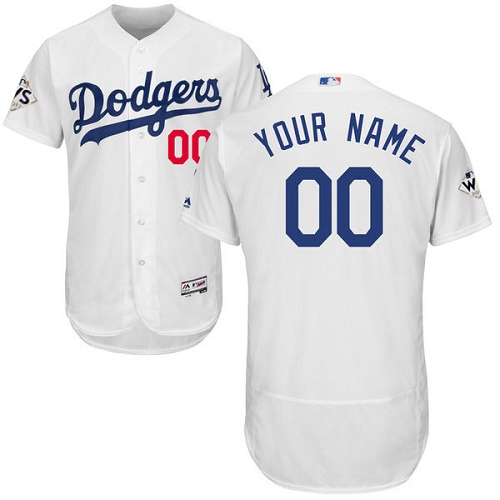 Men's Majestic Los Angeles Dodgers Customized Authentic White Home 2017 World Series Bound Flex Base MLB Jersey