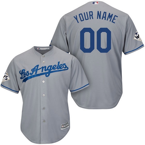 Men's Majestic Los Angeles Dodgers Customized Replica Grey Road 2017 World Series Bound Cool Base MLB Jersey