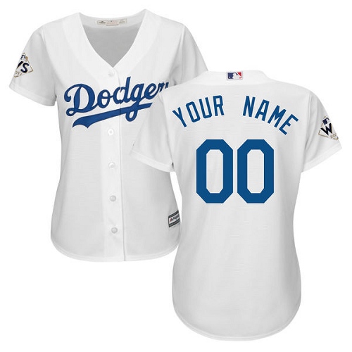 Women's Majestic Los Angeles Dodgers Customized Authentic White Home 2017 World Series Bound Cool Base MLB Jersey
