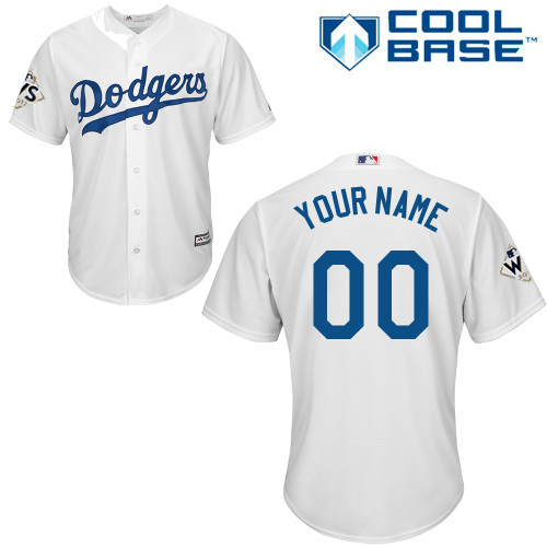Youth Majestic Los Angeles Dodgers Customized Authentic White Home 2017 World Series Bound Cool Base MLB Jersey