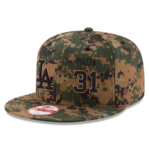 MLB Men's Los Angeles Dodgers #31 Mike Piazza New Era Digital Camo 2016 Memorial Day 9FIFTY Snapback Adjustable Hat