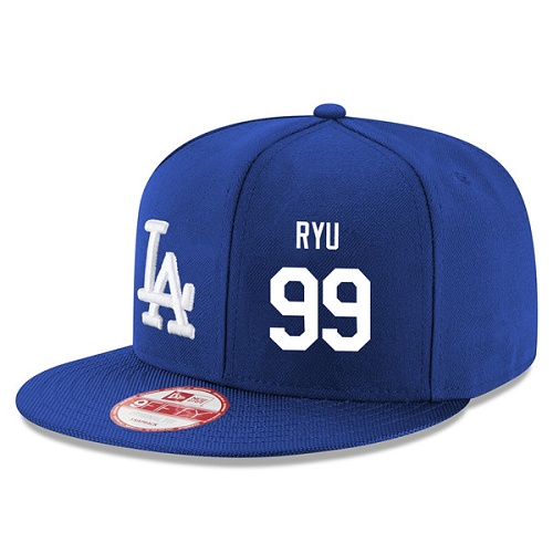 MLB Men's New Era Los Angeles Dodgers #99 Hyun-Jin Ryu Stitched Snapback Adjustable Player Hat - Royal Blue/White