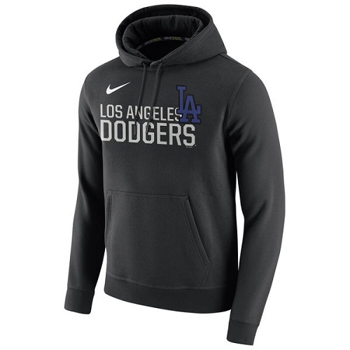 MLB L.A. Dodgers Nike Club Fleece Pullover Hoodie - Black