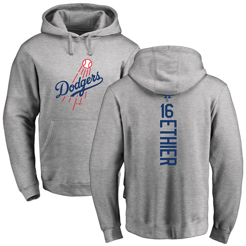 MLB Nike Los Angeles Dodgers #16 Andre Ethier Ash Backer Pullover Hoodie