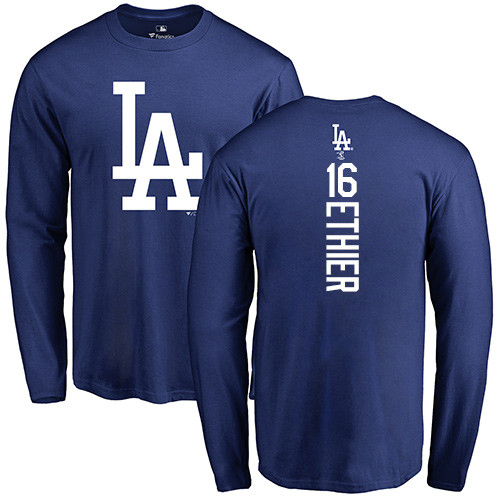 MLB Nike Los Angeles Dodgers #16 Andre Ethier Royal Blue Backer Long Sleeve T-Shirt