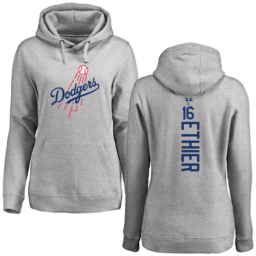 MLB Women's Nike Los Angeles Dodgers #16 Andre Ethier Ash Backer Pullover Hoodie