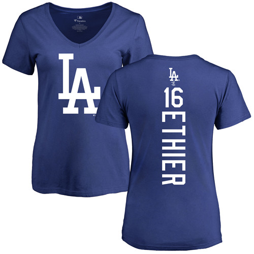 MLB Women's Nike Los Angeles Dodgers #16 Andre Ethier Royal Blue Backer T-Shirt