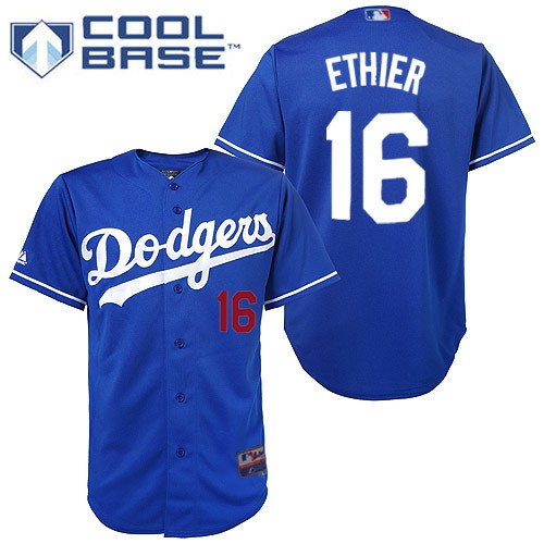 Men's Majestic Los Angeles Dodgers #16 Andre Ethier Authentic Royal Blue Cool Base MLB Jersey