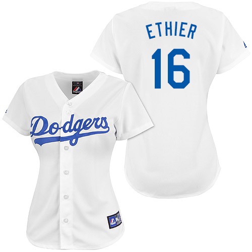 Women's Majestic Los Angeles Dodgers #16 Andre Ethier Authentic White MLB Jersey