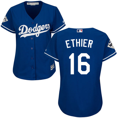 Women's Majestic Los Angeles Dodgers #16 Andre Ethier Replica Royal Blue Alternate 2017 World Series Bound Cool Base MLB Jersey