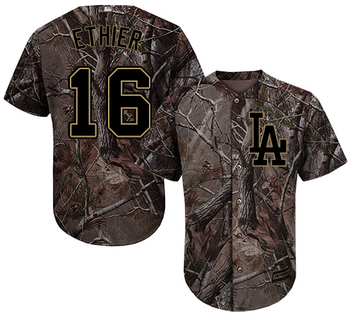Youth Majestic Los Angeles Dodgers #16 Andre Ethier Authentic Camo Realtree Collection Flex Base MLB Jersey