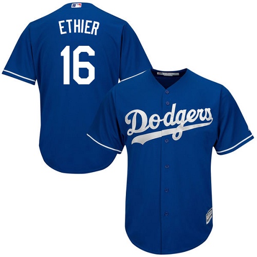 Youth Majestic Los Angeles Dodgers #16 Andre Ethier Authentic Royal Blue Alternate Cool Base MLB Jersey