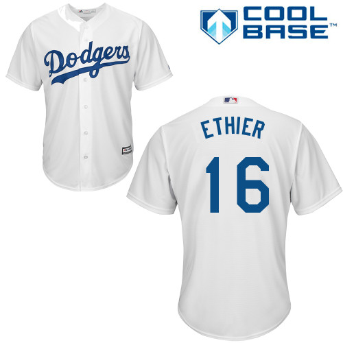 Youth Majestic Los Angeles Dodgers #16 Andre Ethier Authentic White Home Cool Base MLB Jersey