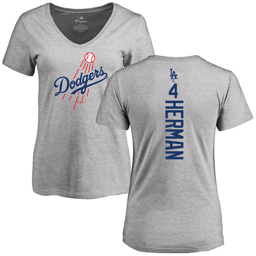 MLB Women's Nike Los Angeles Dodgers #4 Babe Herman Ash Backer T-Shirt