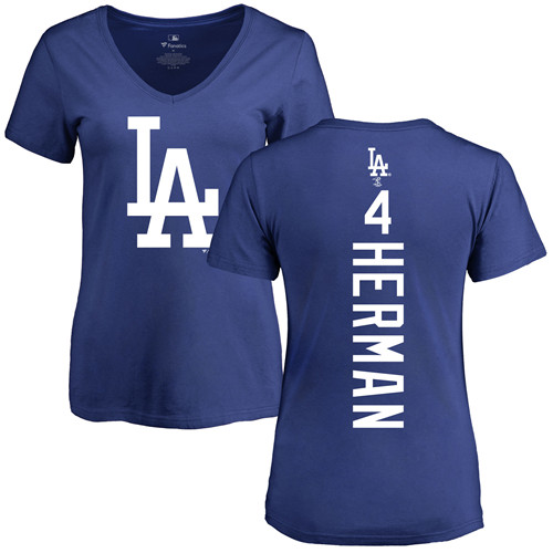 MLB Women's Nike Los Angeles Dodgers #4 Babe Herman Royal Blue Backer T-Shirt