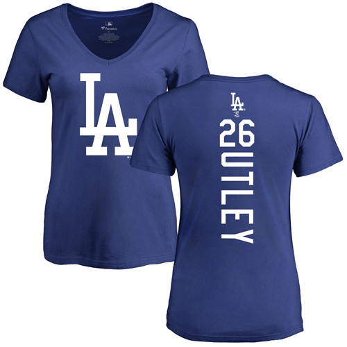 MLB Women's Nike Los Angeles Dodgers #26 Chase Utley Royal Blue Backer T-Shirt