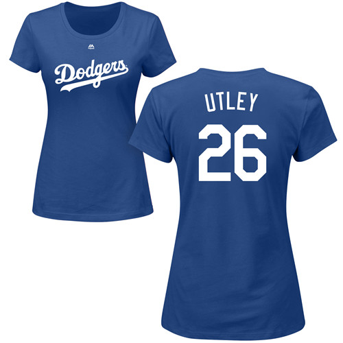 MLB Women's Nike Los Angeles Dodgers #26 Chase Utley Royal Blue Name & Number T-Shirt