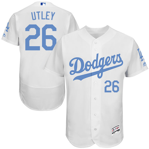 Men's Majestic Los Angeles Dodgers #26 Chase Utley Authentic White 2016 Father's Day Fashion Flex Base MLB Jersey