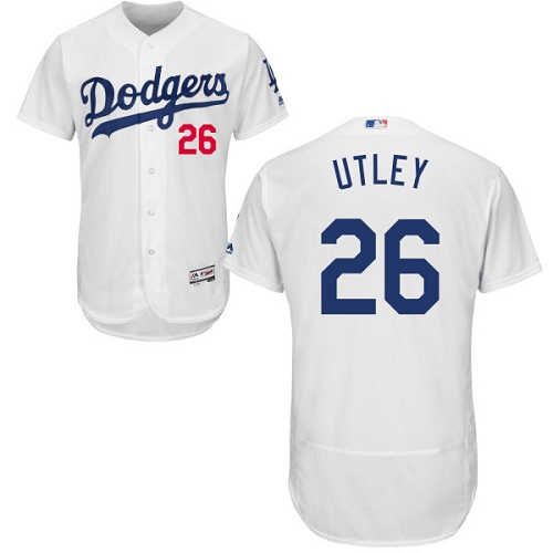 Men's Majestic Los Angeles Dodgers #26 Chase Utley White Home Flex Base Authentic Collection MLB Jersey