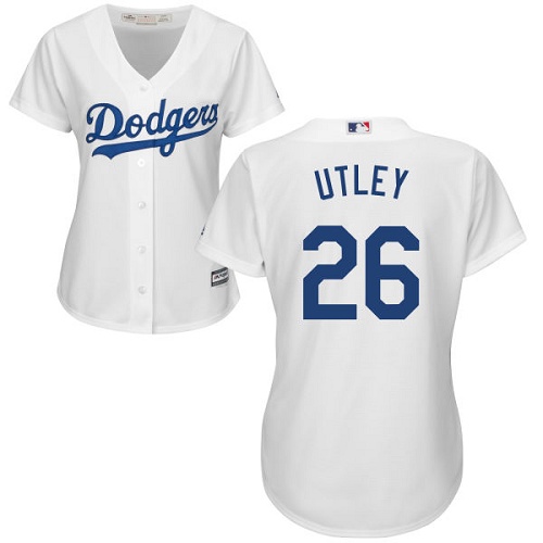 Women's Majestic Los Angeles Dodgers #26 Chase Utley Authentic White Home Cool Base MLB Jersey