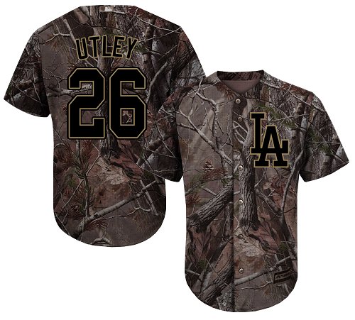 Youth Majestic Los Angeles Dodgers #26 Chase Utley Authentic Camo Realtree Collection Flex Base MLB Jersey