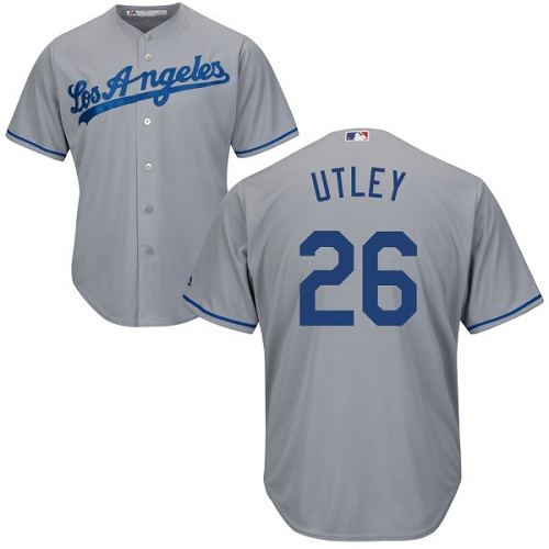 Youth Majestic Los Angeles Dodgers #26 Chase Utley Authentic Grey Road Cool Base MLB Jersey