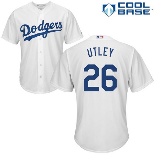 Youth Majestic Los Angeles Dodgers #26 Chase Utley Authentic White Home Cool Base MLB Jersey