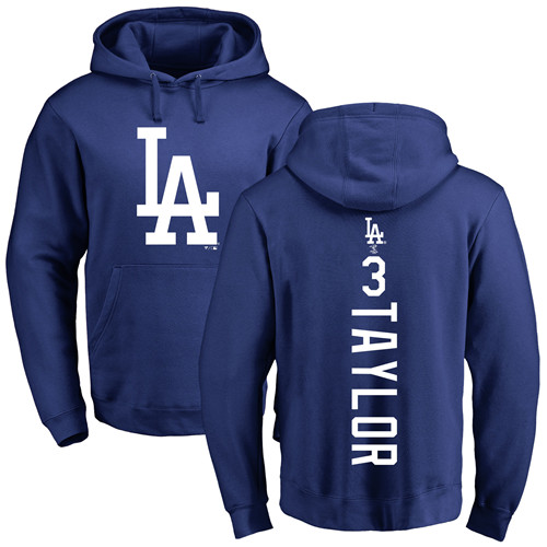 MLB Nike Los Angeles Dodgers #3 Chris Taylor Royal Blue Backer Pullover Hoodie