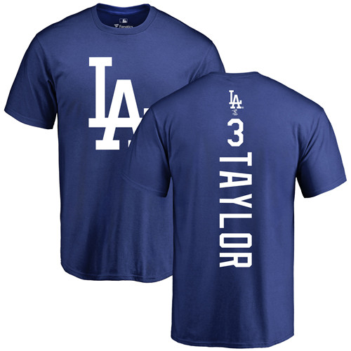 MLB Nike Los Angeles Dodgers #3 Chris Taylor Royal Blue Backer T-Shirt