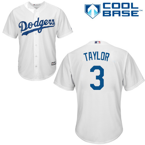 Youth Majestic Los Angeles Dodgers #3 Chris Taylor Authentic White Home Cool Base MLB Jersey