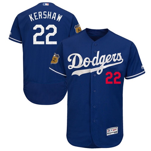 Men's Majestic Los Angeles Dodgers #22 Clayton Kershaw Royal Blue 2017 Spring Training Authentic Collection Flex Base MLB Jersey