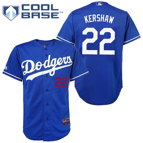 Youth Majestic Los Angeles Dodgers #22 Clayton Kershaw Authentic Royal Blue Cool Base MLB Jersey
