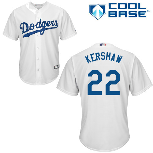 Youth Majestic Los Angeles Dodgers #22 Clayton Kershaw Authentic White Home Cool Base MLB Jersey