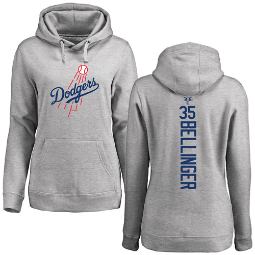 MLB Women's Nike Los Angeles Dodgers #35 Cody Bellinger Ash Backer Pullover Hoodie