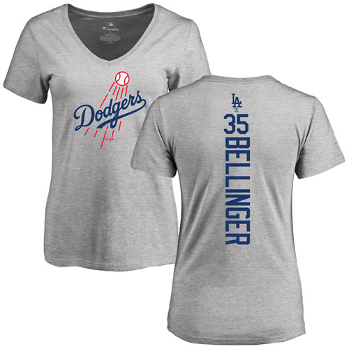 MLB Women's Nike Los Angeles Dodgers #35 Cody Bellinger Ash Backer T-Shirt