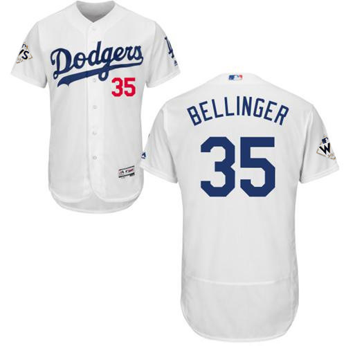 Men's Majestic Los Angeles Dodgers #35 Cody Bellinger Authentic White Home 2017 World Series Bound Flex Base MLB Jersey