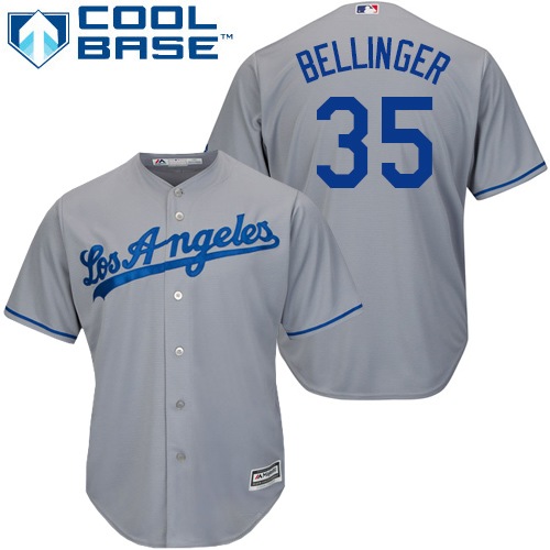 Men's Majestic Los Angeles Dodgers #35 Cody Bellinger Replica Grey Road Cool Base MLB Jersey