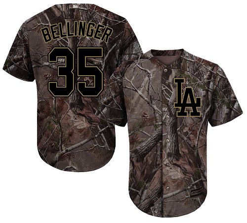 Youth Majestic Los Angeles Dodgers #35 Cody Bellinger Authentic Camo Realtree Collection Flex Base MLB Jersey
