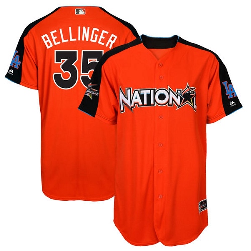 Youth Majestic Los Angeles Dodgers #35 Cody Bellinger Authentic Orange National League 2017 MLB All-Star MLB Jersey
