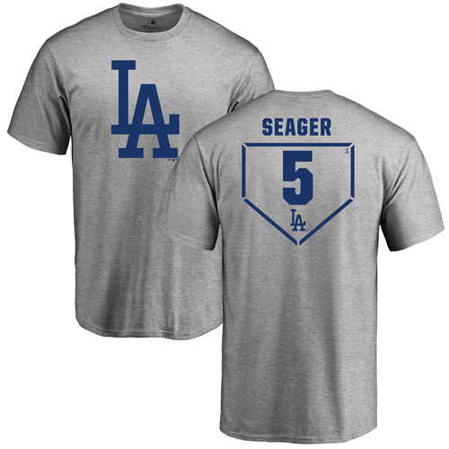 MLB Nike Los Angeles Dodgers #5 Corey Seager Gray RBI T-Shirt