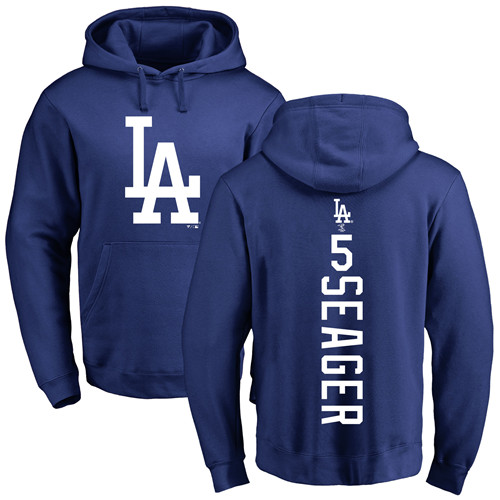 MLB Nike Los Angeles Dodgers #5 Corey Seager Royal Blue Backer Pullover Hoodie