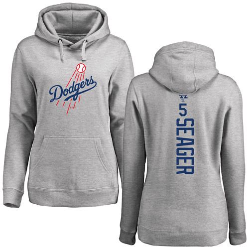 MLB Women's Nike Los Angeles Dodgers #5 Corey Seager Ash Backer Pullover Hoodie