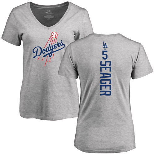 MLB Women's Nike Los Angeles Dodgers #5 Corey Seager Ash Backer T-Shirt