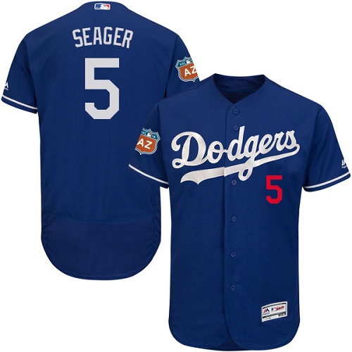 Men's Majestic Los Angeles Dodgers #5 Corey Seager Authentic Royal Blue Alternate Cool Base MLB Jersey