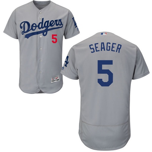 Men's Majestic Los Angeles Dodgers #5 Corey Seager Gray Alternate Road Flexbase Authentic Collection MLB Jersey