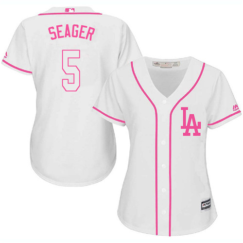 Women's Majestic Los Angeles Dodgers #5 Corey Seager Authentic White Fashion Cool Base MLB Jersey