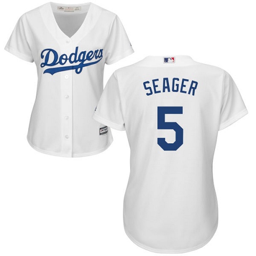 Women's Majestic Los Angeles Dodgers #5 Corey Seager Authentic White Home Cool Base MLB Jersey