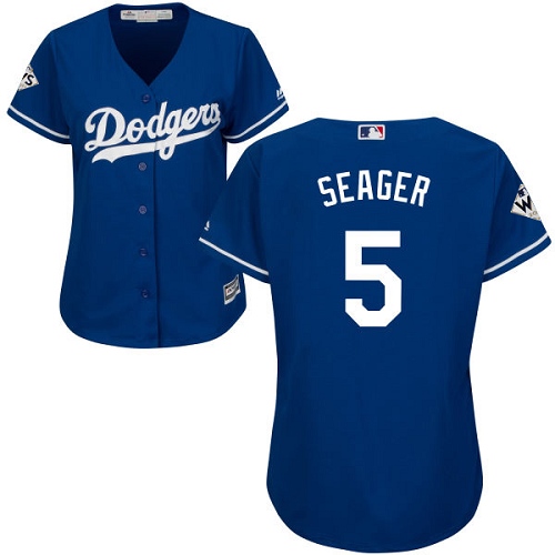 Women's Majestic Los Angeles Dodgers #5 Corey Seager Replica Royal Blue Alternate 2017 World Series Bound Cool Base MLB Jersey