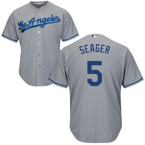 Youth Majestic Los Angeles Dodgers #5 Corey Seager Authentic Grey Road Cool Base MLB Jersey
