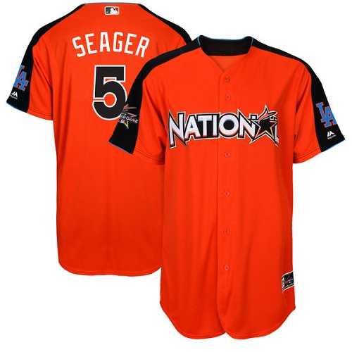 Youth Majestic Los Angeles Dodgers #5 Corey Seager Authentic Orange National League 2017 MLB All-Star MLB Jersey